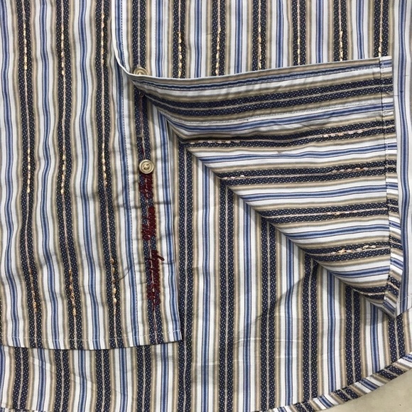 Robert Graham Men's Medium Striped Cotton/Silk Flip Cuff Shirt Embroidered - Picture 10 of 15